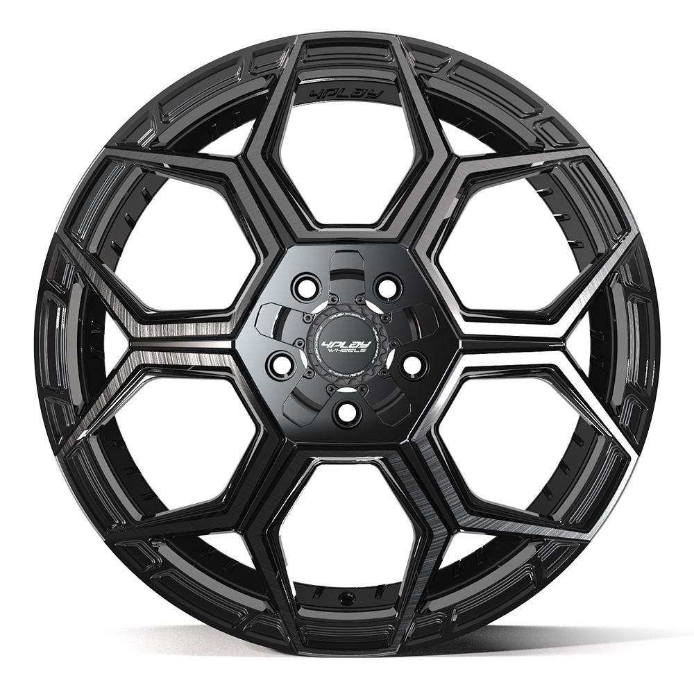 4Play 4PS26 Gloss Black Brushed with Tinted Clear 20x9 -6 5x127|5x139.7mm 87.1mm - Wheelwiz