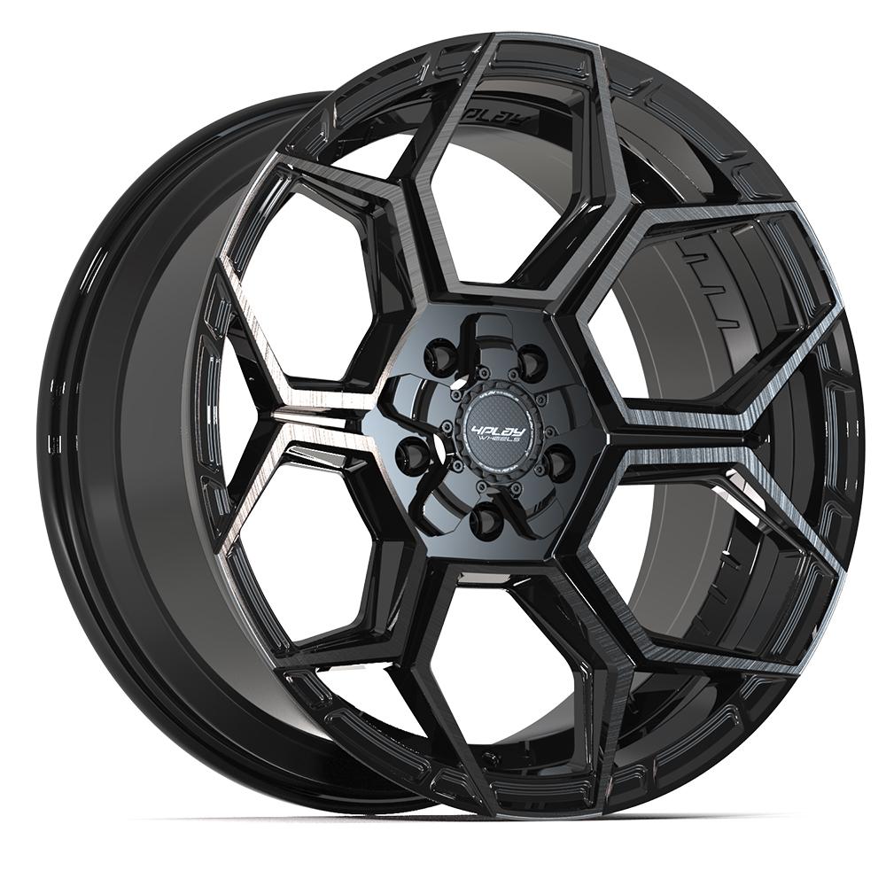 4Play 4PS26 Gloss Black Brushed with Tinted Clear 20x9 -6 5x127|5x139.7mm 87.1mm - Wheelwiz