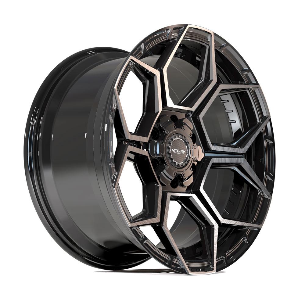 4Play Sport2.0 4PS26 Gloss Black w/ Brushed Face &amp; Tinted Clear 22x10.0 +24 6x139.7|6x135mm 106.1mm