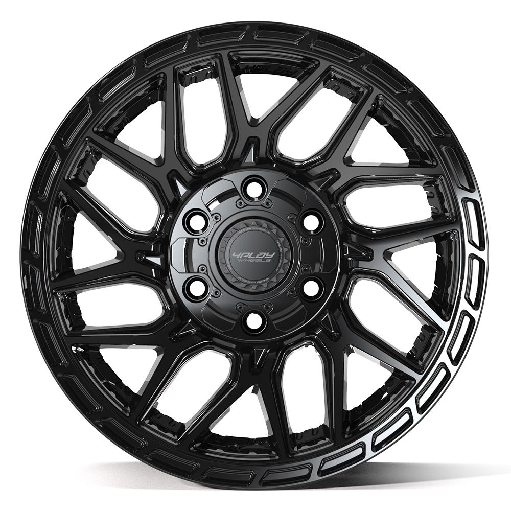 4Play 4PS28 Gloss Black Brushed with Tinted Clear 17x9 +18 6x135|6x139.7mm 106.1mm - Wheelwiz