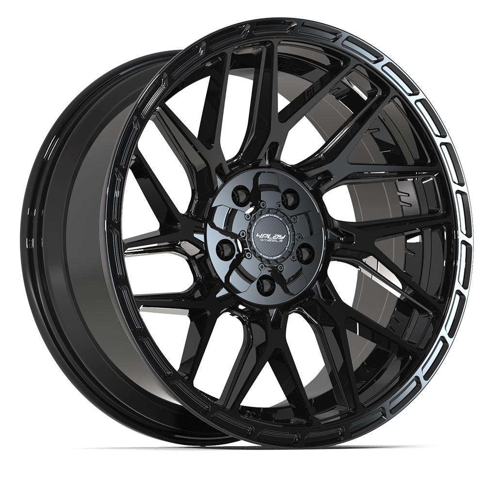 4Play 4PS28 Gloss Black Brushed with Tinted Clear 20x9 -6 5x127|5x139.7mm 87.1mm - Wheelwiz