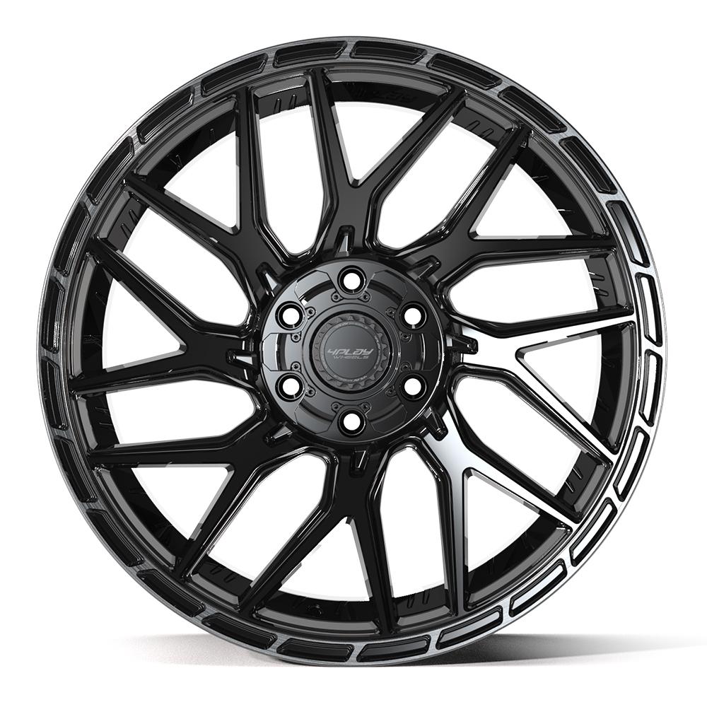 4Play 4PS28 Gloss Black Brushed with Tinted Clear 22x10 +24 6x135|6x139.7mm 106.1mm
