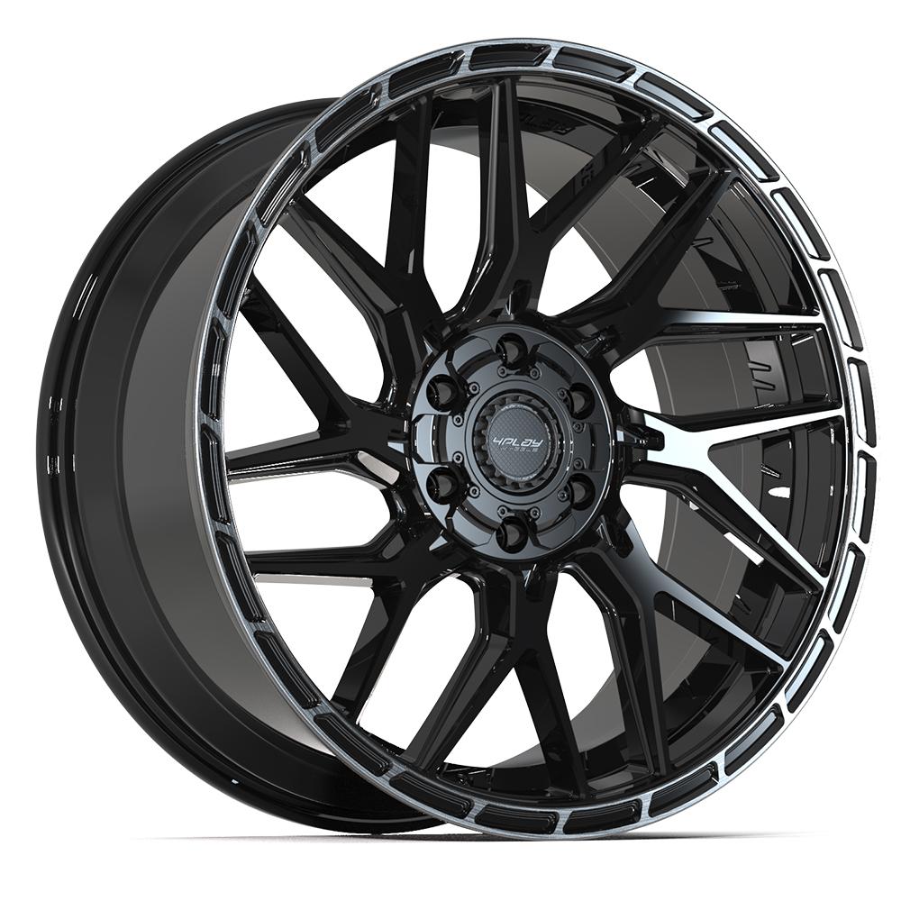 4Play 4PS28 Gloss Black Brushed with Tinted Clear 22x10 +24 6x135|6x139.7mm 106.1mm