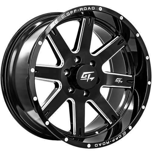 GT Off-Road Invasion Gloss Black Milled 17x9 +12 5x139.7mm 108.1mm - WheelWiz