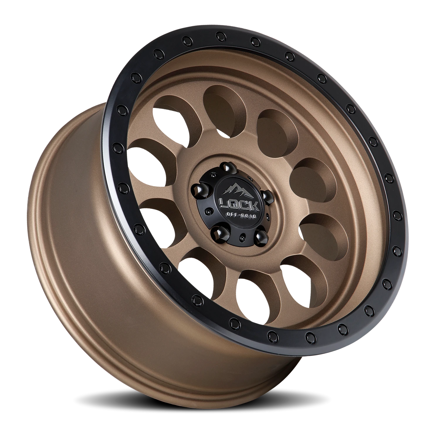 Lock Offroad 50CAL Matte Desert Bronze W/ Matte Black Ring 17x9 -12 5x127mm 71.6mm
