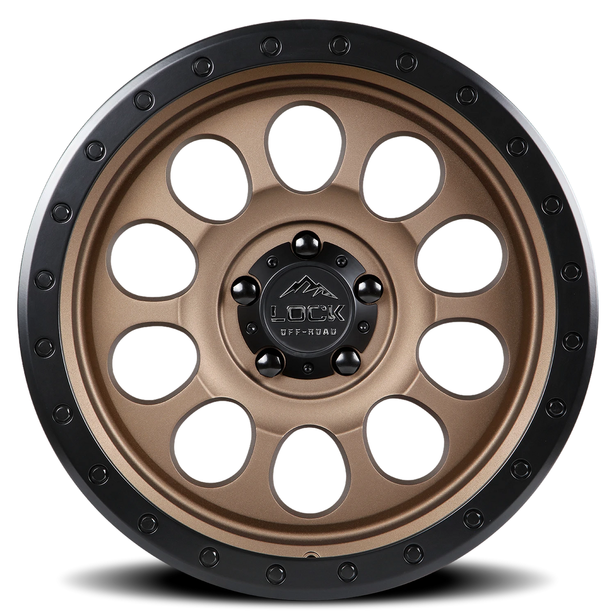 Lock Offroad 50CAL Matte Desert Bronze W/ Matte Black Ring 17x9 -12 5x127mm 71.6mm