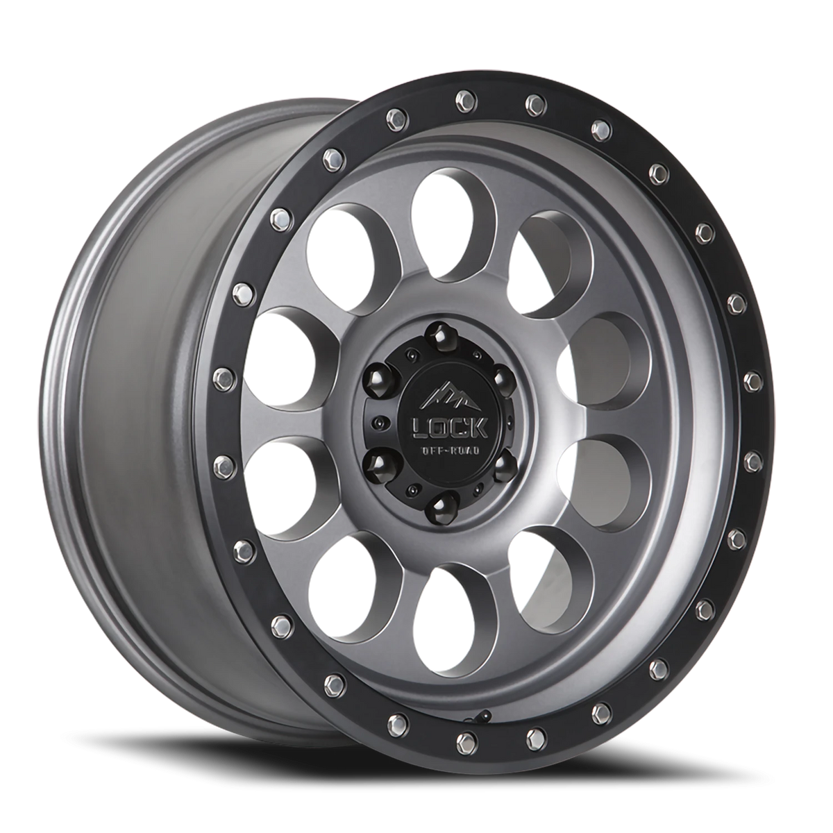 Lock Offroad 50CAL Matte Grey W/ Matte Black Ring 20x9 0 6x135mm 87.1mm