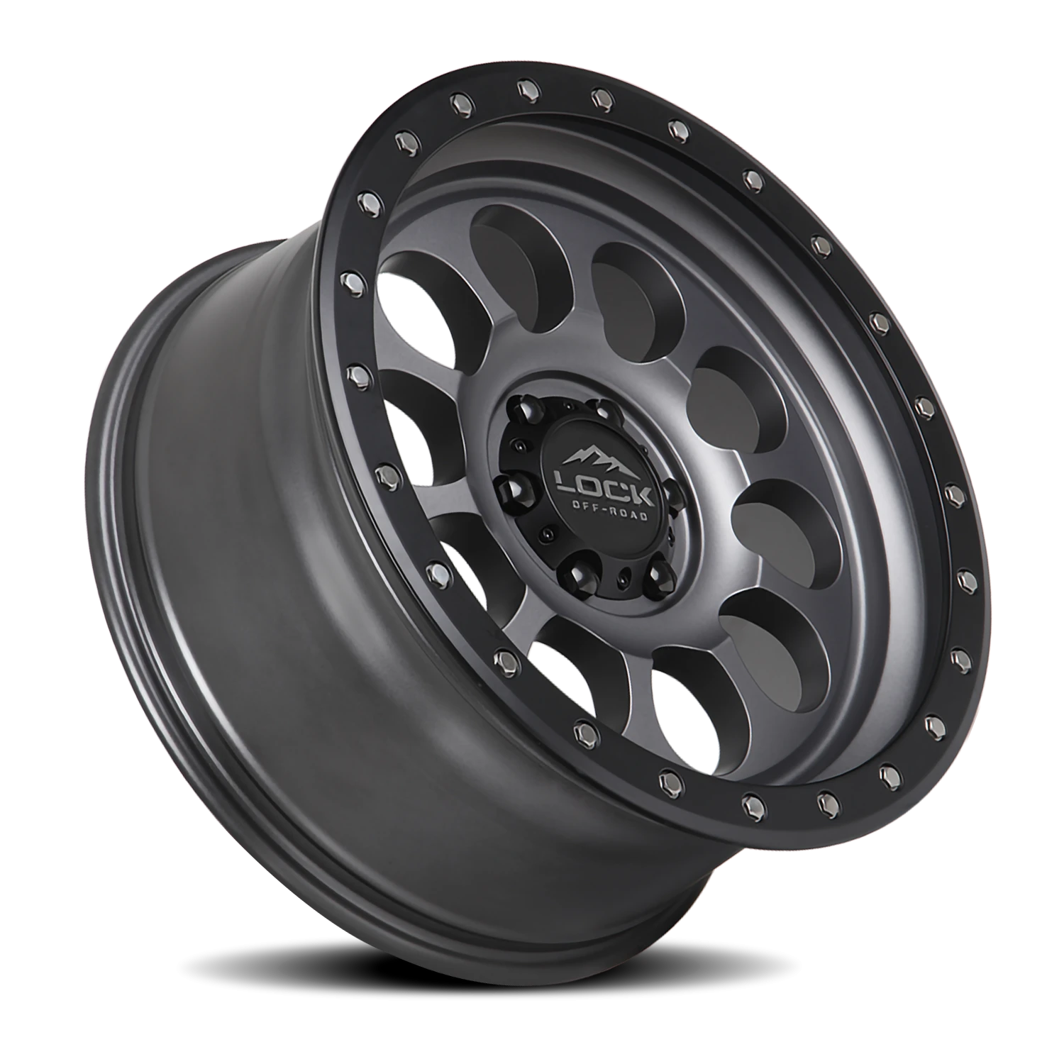 Lock Offroad 50CAL Matte Grey W/ Matte Black Ring 17x9 -12 6x139.7mm 106.2mm