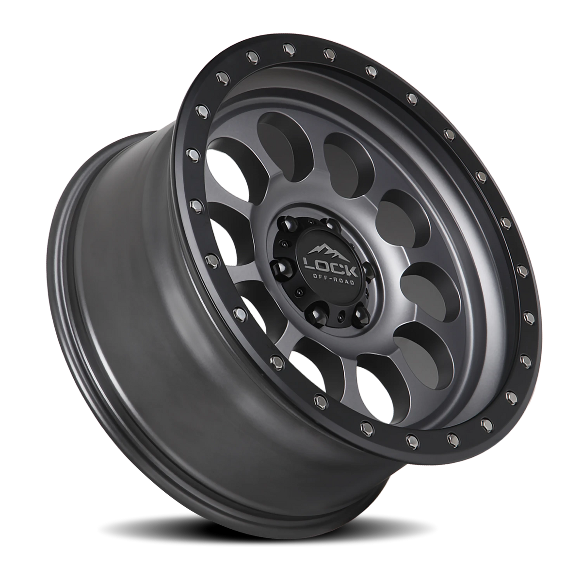 Lock Offroad 50CAL Matte Grey W/ Matte Black Ring 17x9 0 6x139.7mm 106.2mm