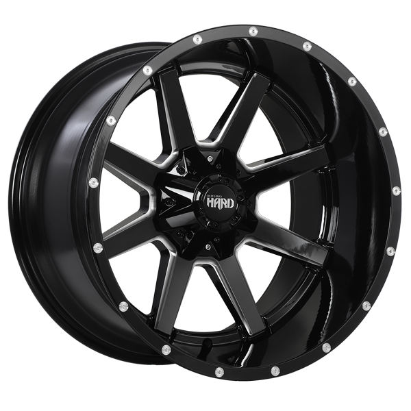 Ruffino HARD JOLT Gloss Black - Milled Edge 20x12 -44 5x139.7mm 77.8mm - WheelWiz