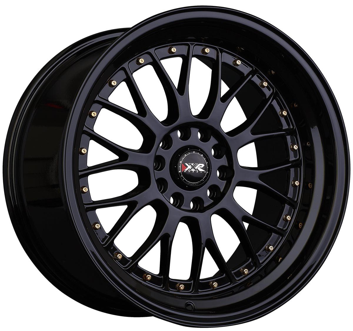 XXR Wheels 521 Black / Gold Rivets 19x8.5 +35 5x108|5x112 73.1mm - Wheelwiz