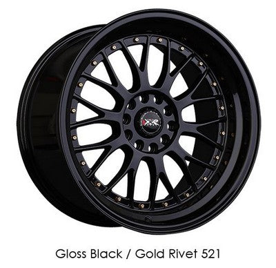 XXR Wheels XXR 521 Black / Gold Rivets 18x10 +25 5x114.3|5x120mm 73.1mm - Wheelwiz