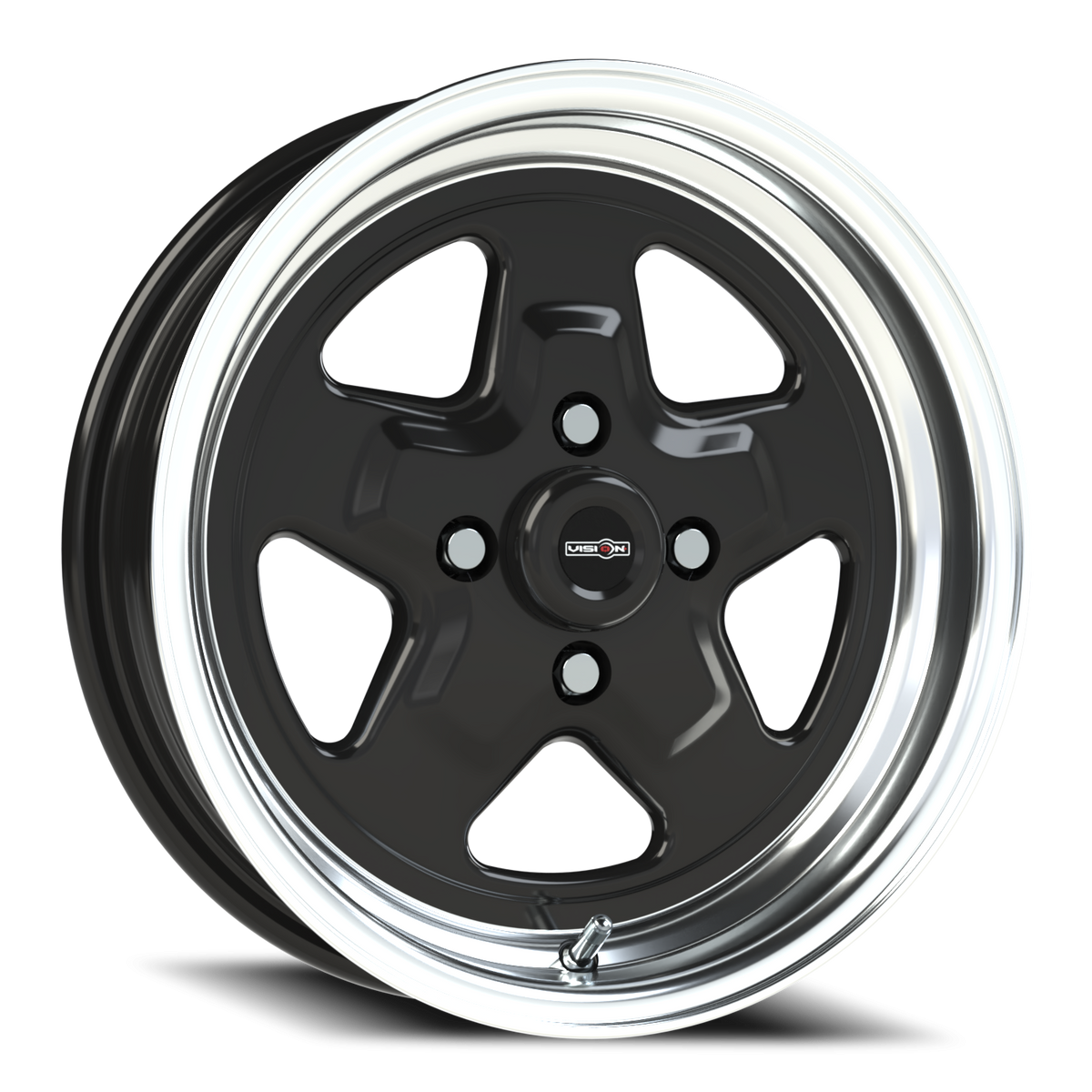 Vision Wheel 521H Gloss Black Machined Lip 15x4 -19 4x108mm 72.6mm - Wheelwiz