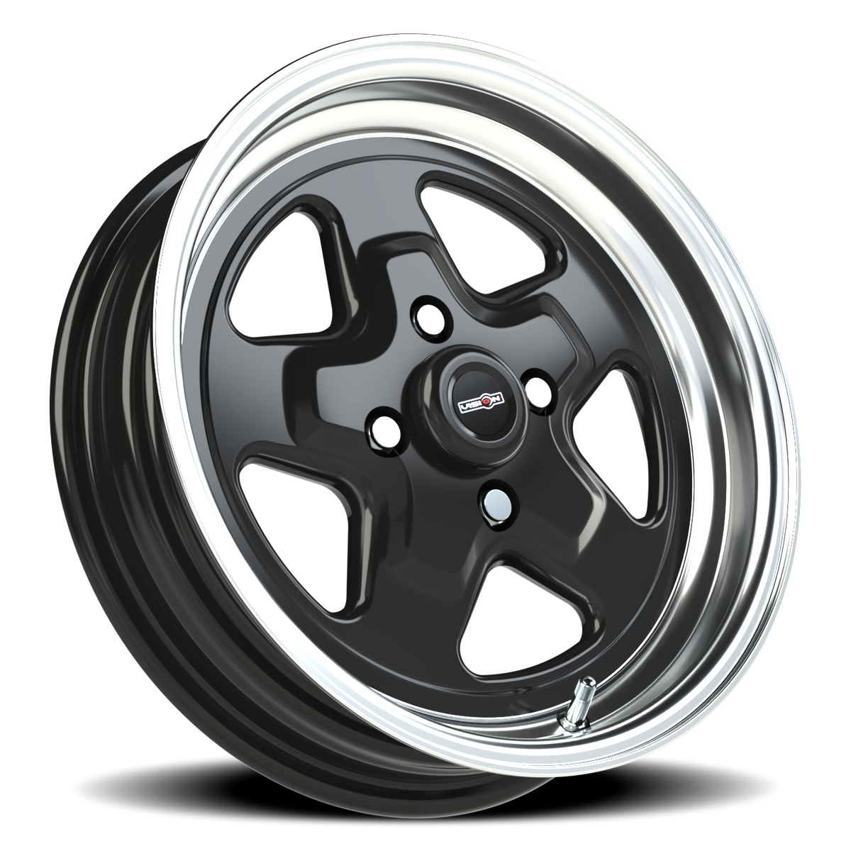 Vision Wheel 521H Gloss Black Machined Lip 15x4 -19 4x108mm 72.6mm - Wheelwiz