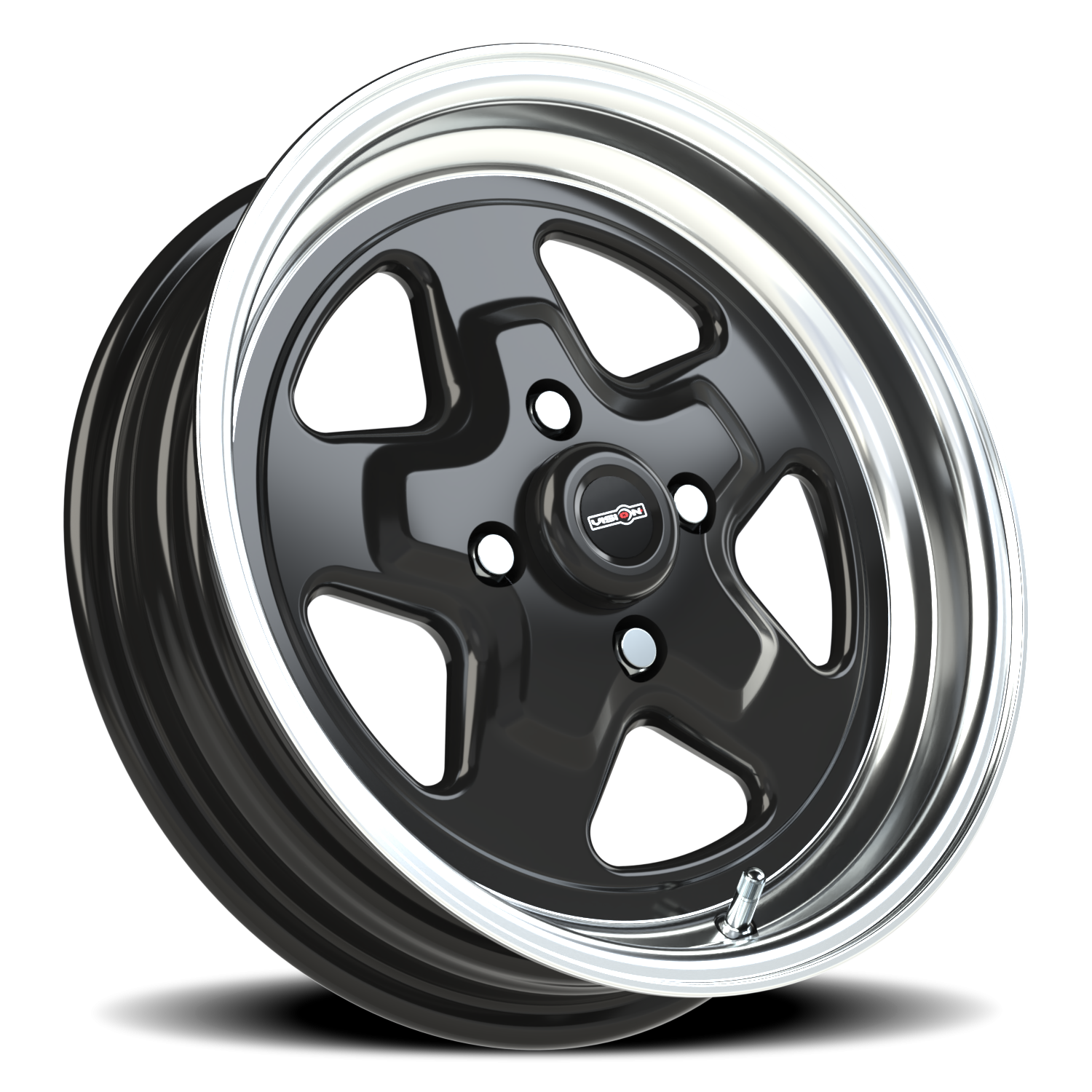 Vision Wheel 521H Gloss Black Machined Lip 15x4 -19 4x108mm 72.6mm - Wheelwiz
