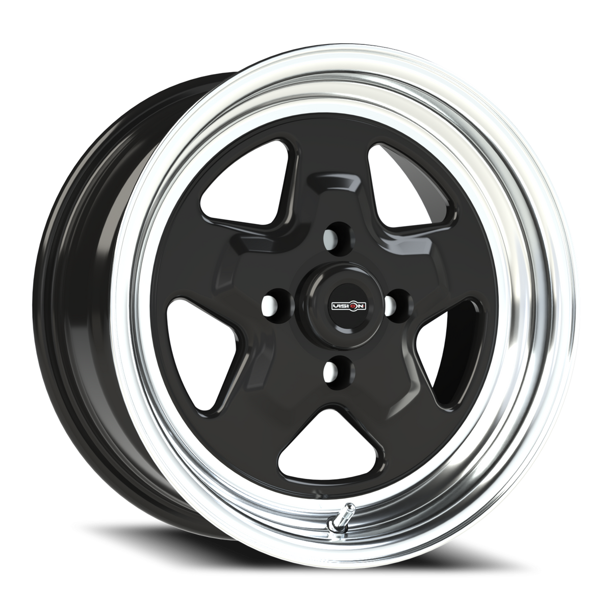 Vision Wheel 521H Gloss Black Machined Lip 15x7 0 4x108mm 72.6mm - Wheelwiz