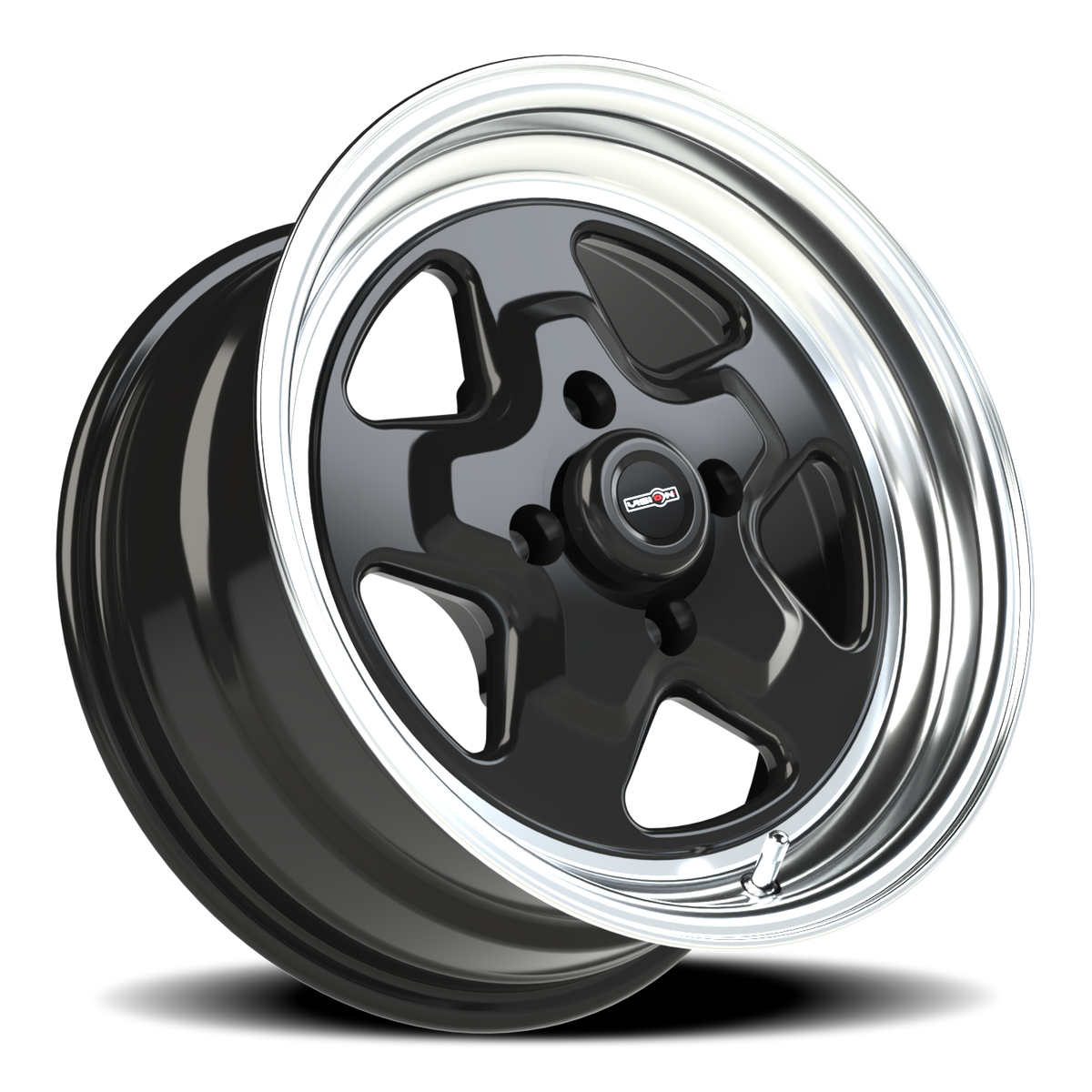 Vision Wheel 521H Gloss Black Machined Lip 15x7 0 4x108mm 72.6mm - Wheelwiz