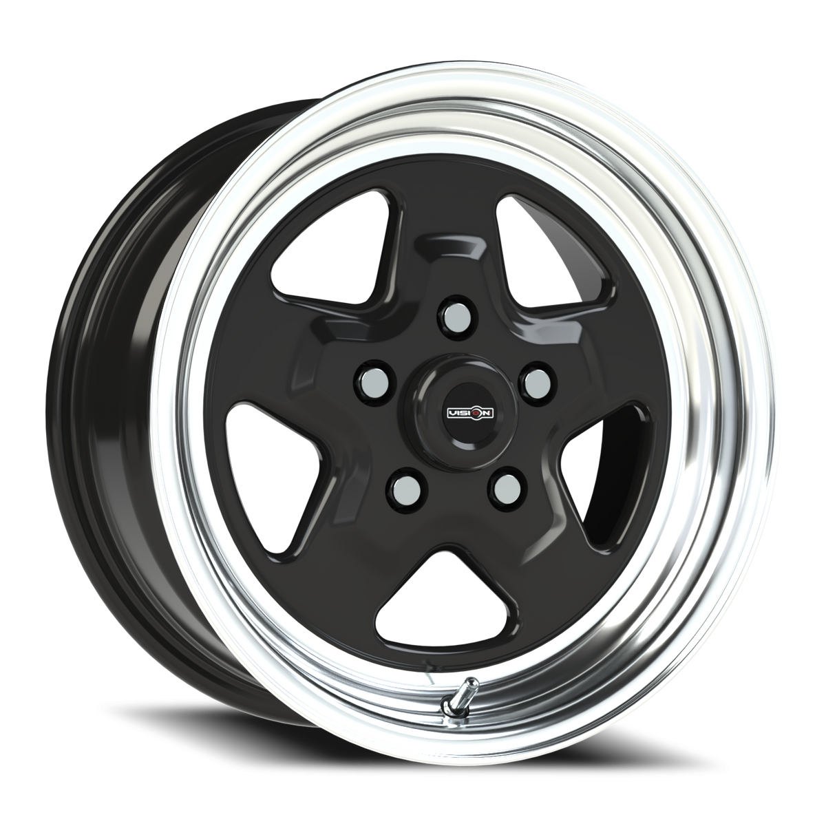 Vision Wheel 521H Gloss Black Machined Lip 15x7 +20 4x108mm 72.6mm - Wheelwiz