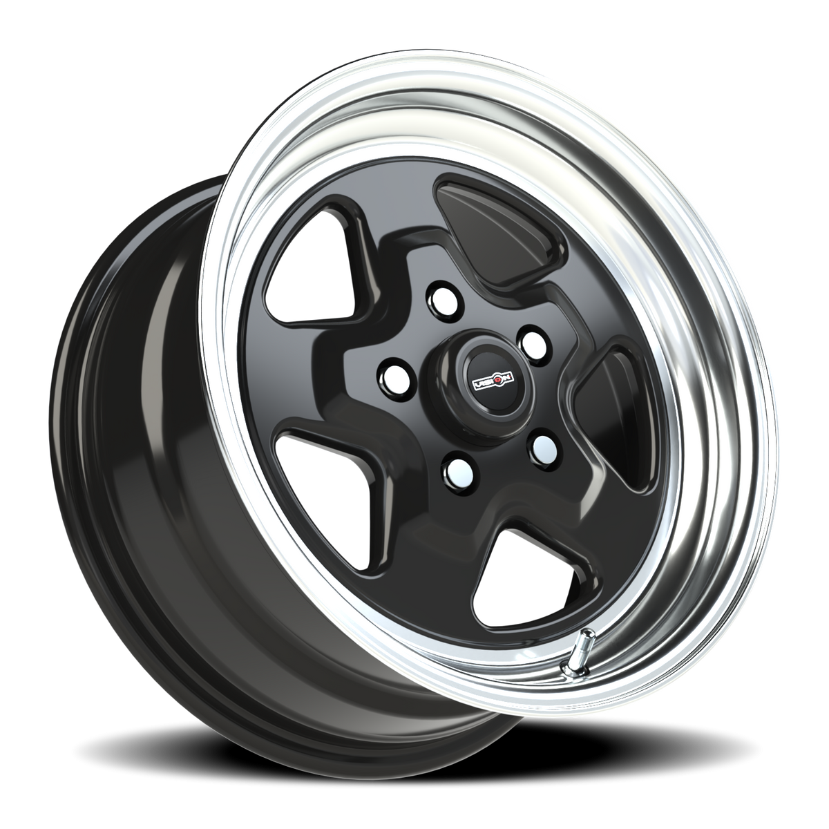 Vision Wheel 521H Gloss Black Machined Lip 15x7 +20 4x108mm 72.6mm - Wheelwiz