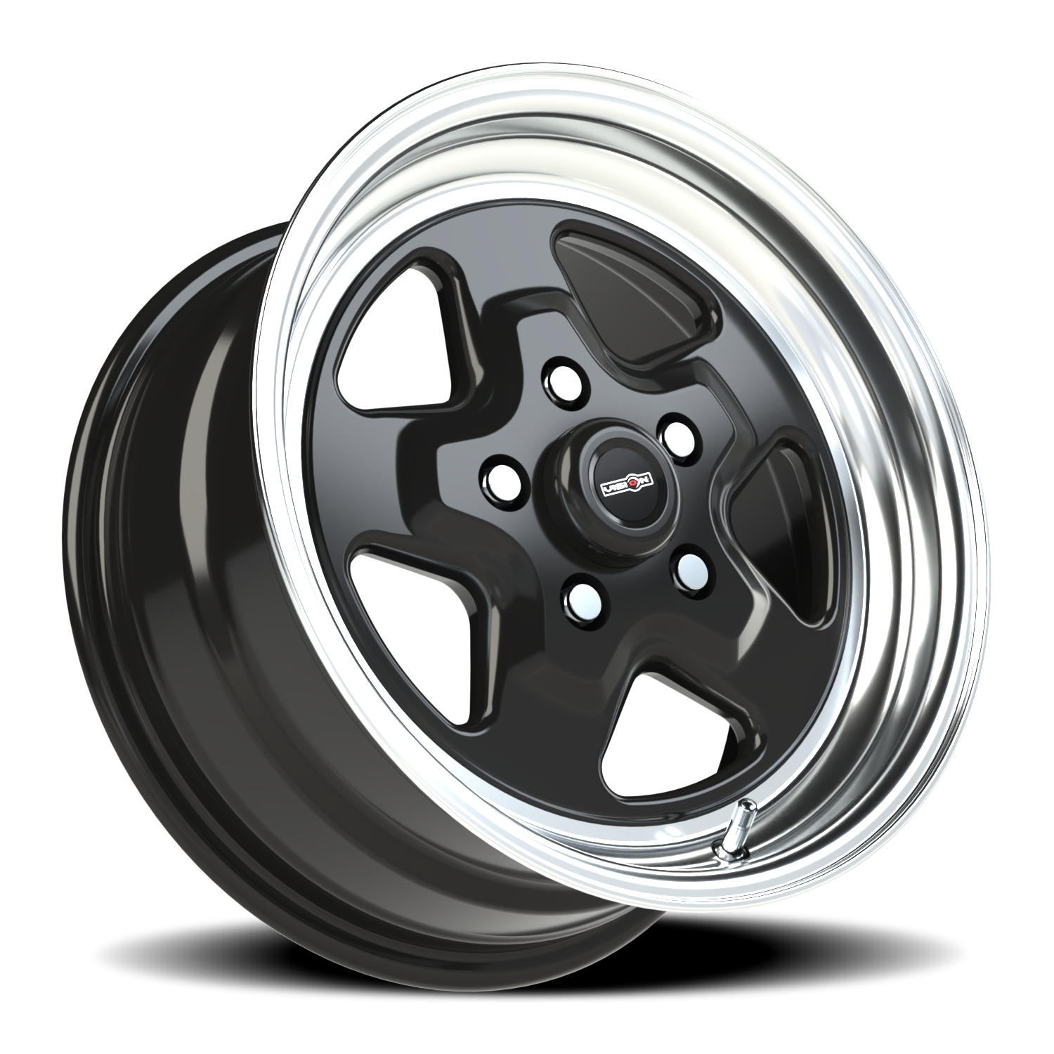 Vision Wheel 521H Gloss Black Machined Lip 15x7 +20 4x108mm 72.6mm - Wheelwiz