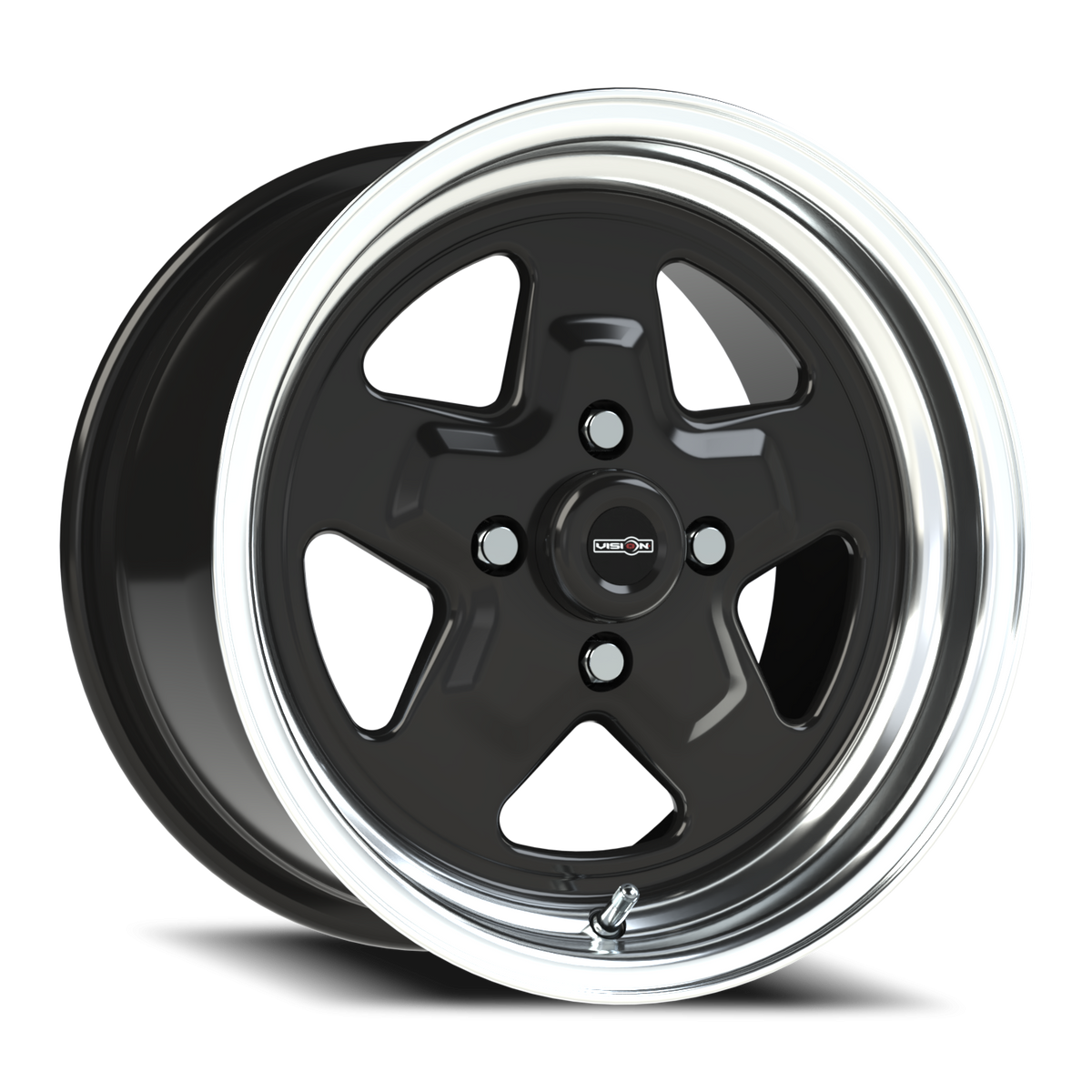 Vision Wheel 521H Gloss Black Machined Lip 15x8 +27 4x108mm 72.6mm - Wheelwiz