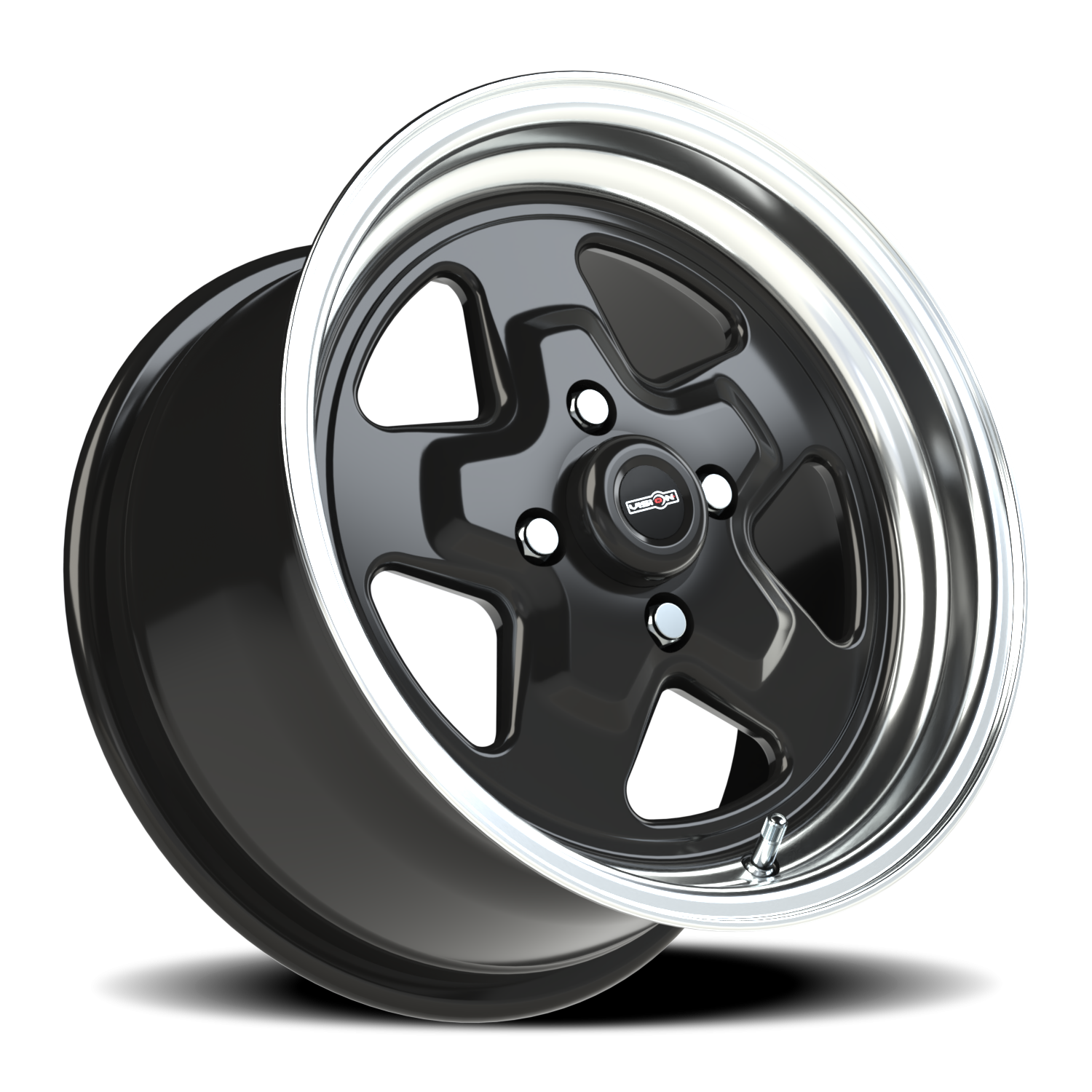 Vision Wheel 521H Gloss Black Machined Lip 15x8 +27 4x108mm 72.6mm - Wheelwiz
