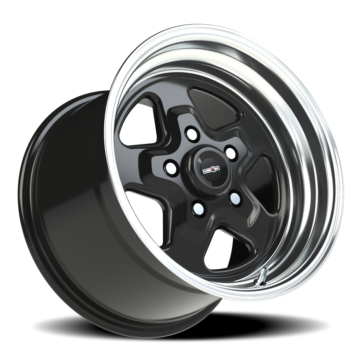 Vision Wheel 521H Gloss Black Machined Lip 15x10 +25 5x114.3mm 83.1mm - Wheelwiz
