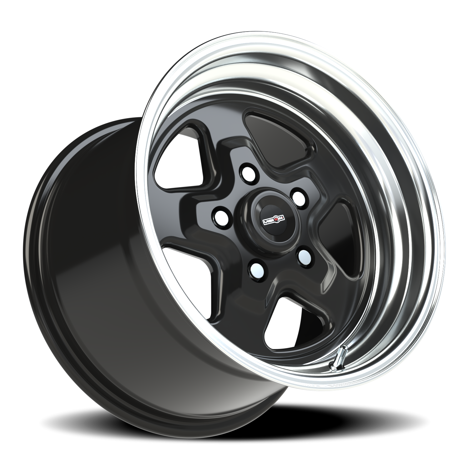 Vision Wheel 521H Gloss Black Machined Lip 15x10 +25 5x114.3mm 83.1mm - Wheelwiz