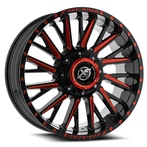 XF Off-Road XF-226 GLOSS BLACK RED MILLED 20x10 -24 6x135|6x139.7mm 108mm - Wheelwiz
