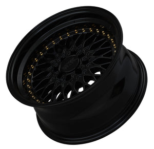 XXR Wheels 536 Black / Gold Rivets 15x8 0 4x100|4x114.3 73.1mm - Wheelwiz