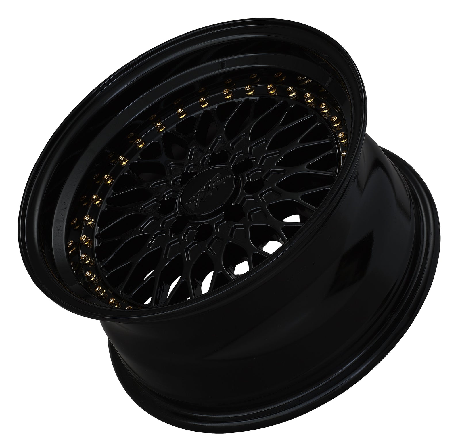 XXR Wheels 536 Black / Gold Rivets 16x8 +20 4x100|4x114.3 73.1mm - Wheelwiz