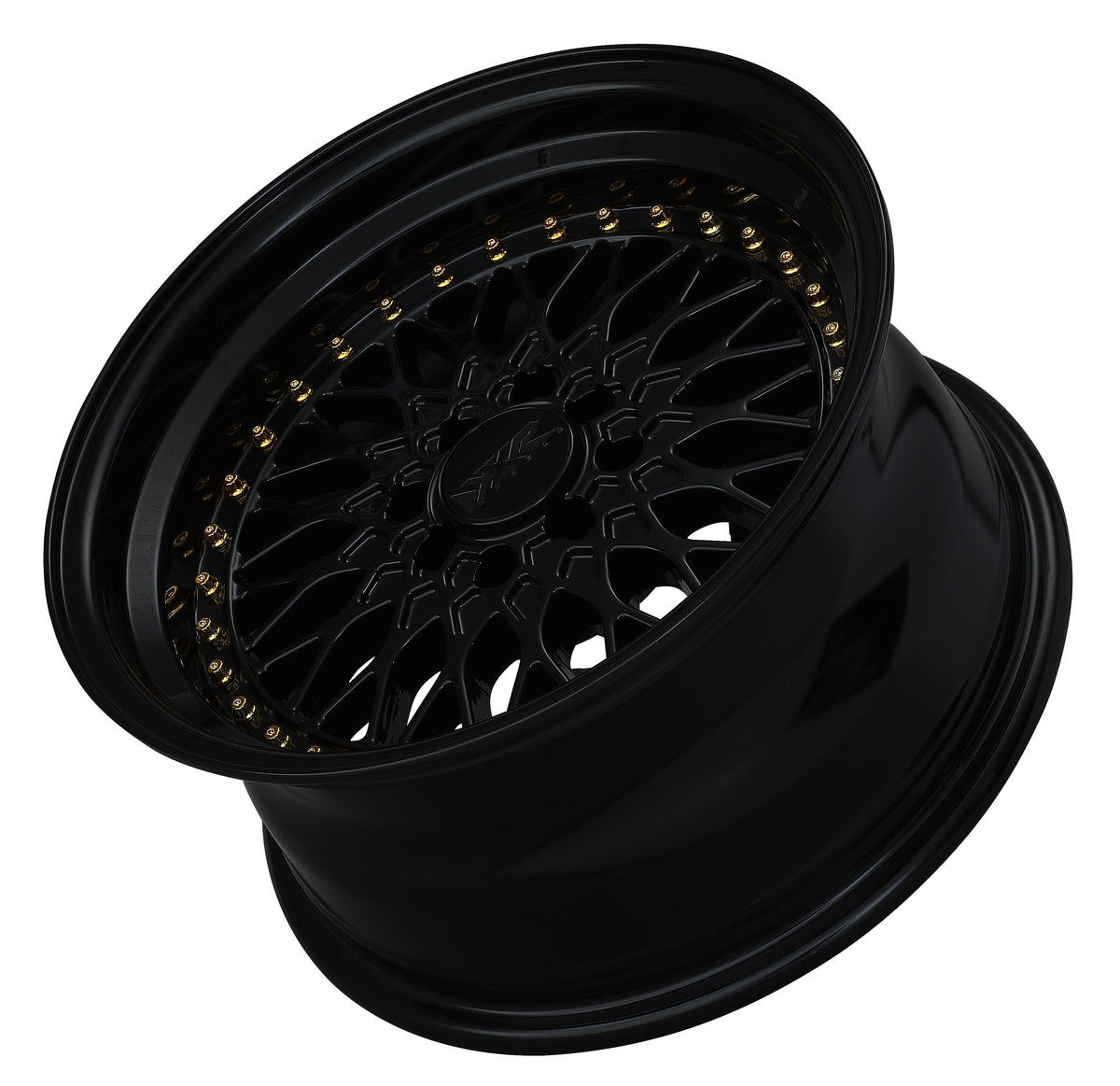XXR Wheels 536 Black / Gold Rivets 15x8 +20 4x100|4x114.3 73.1mm - Wheelwiz