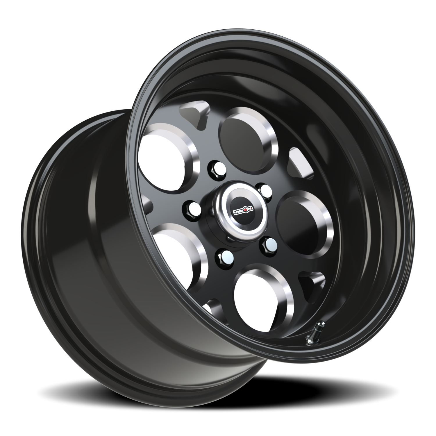 Vision Wheel 561 Gloss Black with Milled Windows 15x10 0 5x114.3mm 83.1mm - Wheelwiz