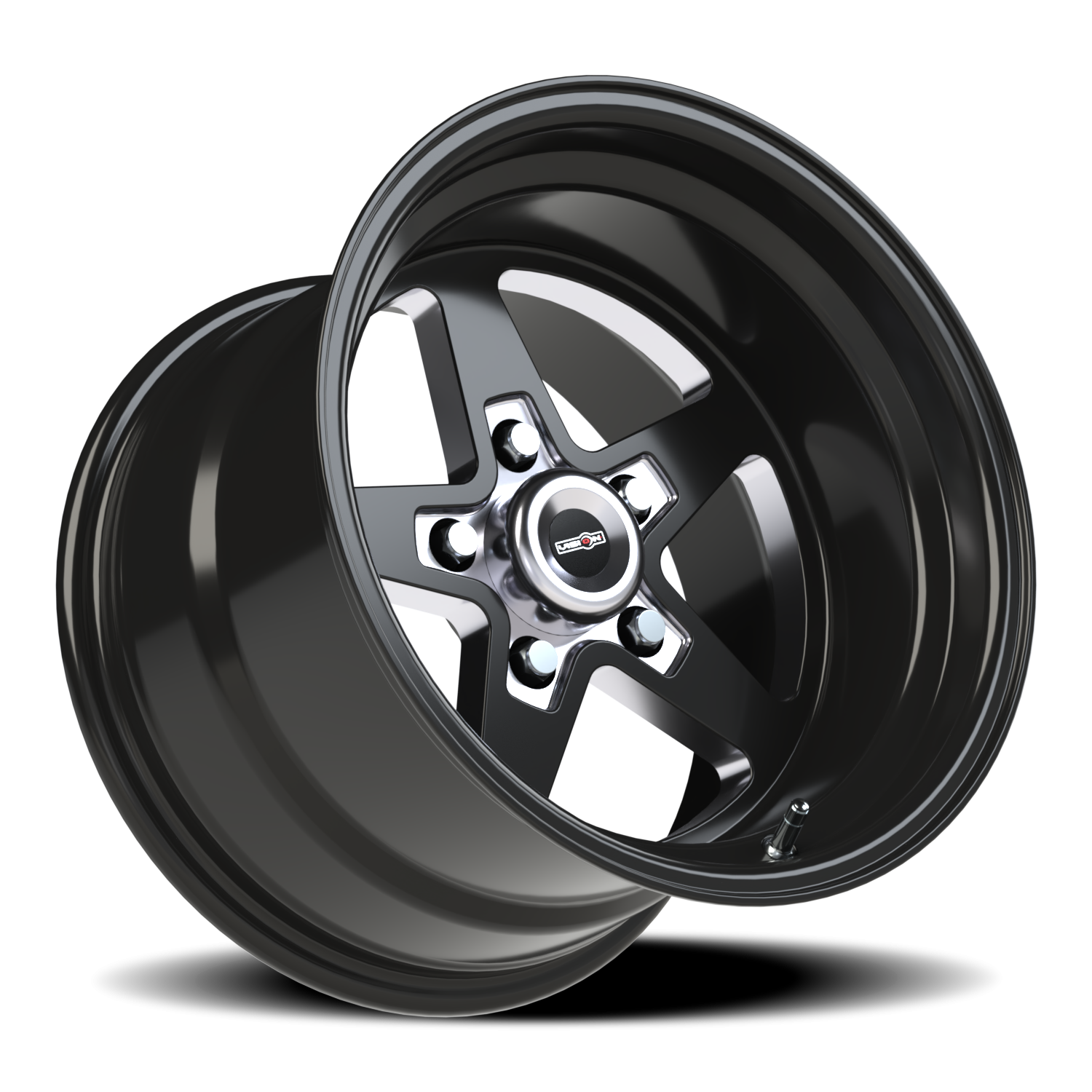 Vision Wheel 571 Gloss Black with Milled Center 15x10 -25 5x120.65mm 83.1mm - Wheelwiz