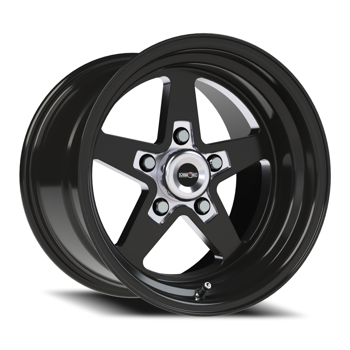 Vision Wheel 571 Gloss Black with Milled Center 15x10 0 5x120.65mm 83.1mm - Wheelwiz