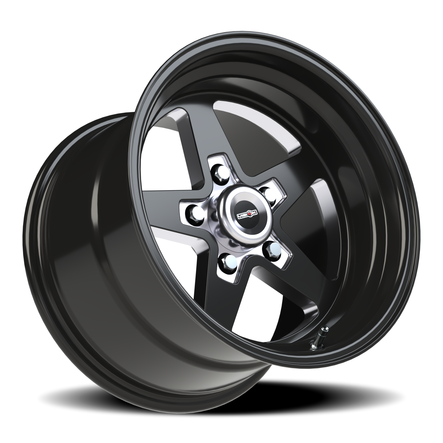 Vision Wheel 571 Gloss Black with Milled Center 15x10 0 5x114.3mm 83.1mm - Wheelwiz