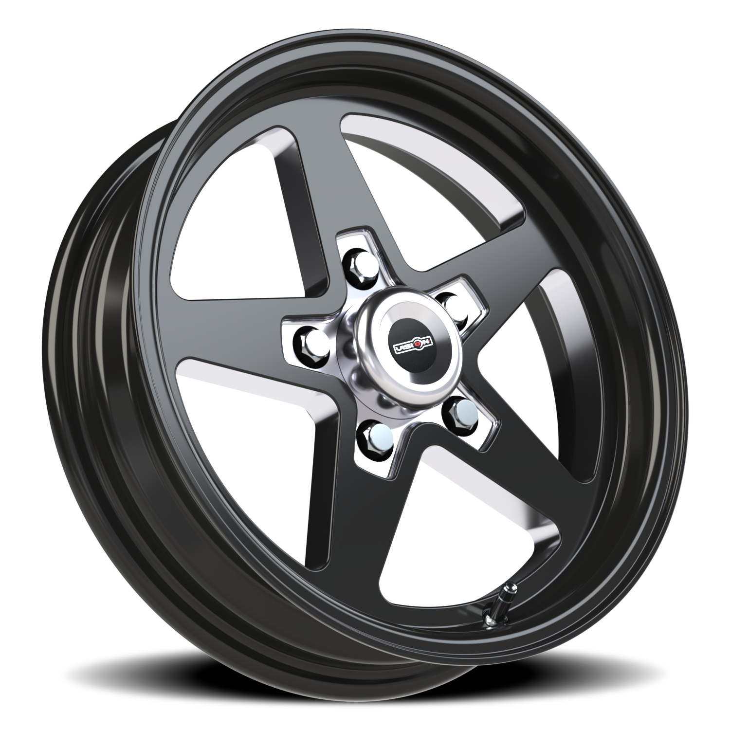 Vision Wheel 571 Gloss Black with Milled Center 15x4 -19 5x120.65mm 83.1mm - Wheelwiz