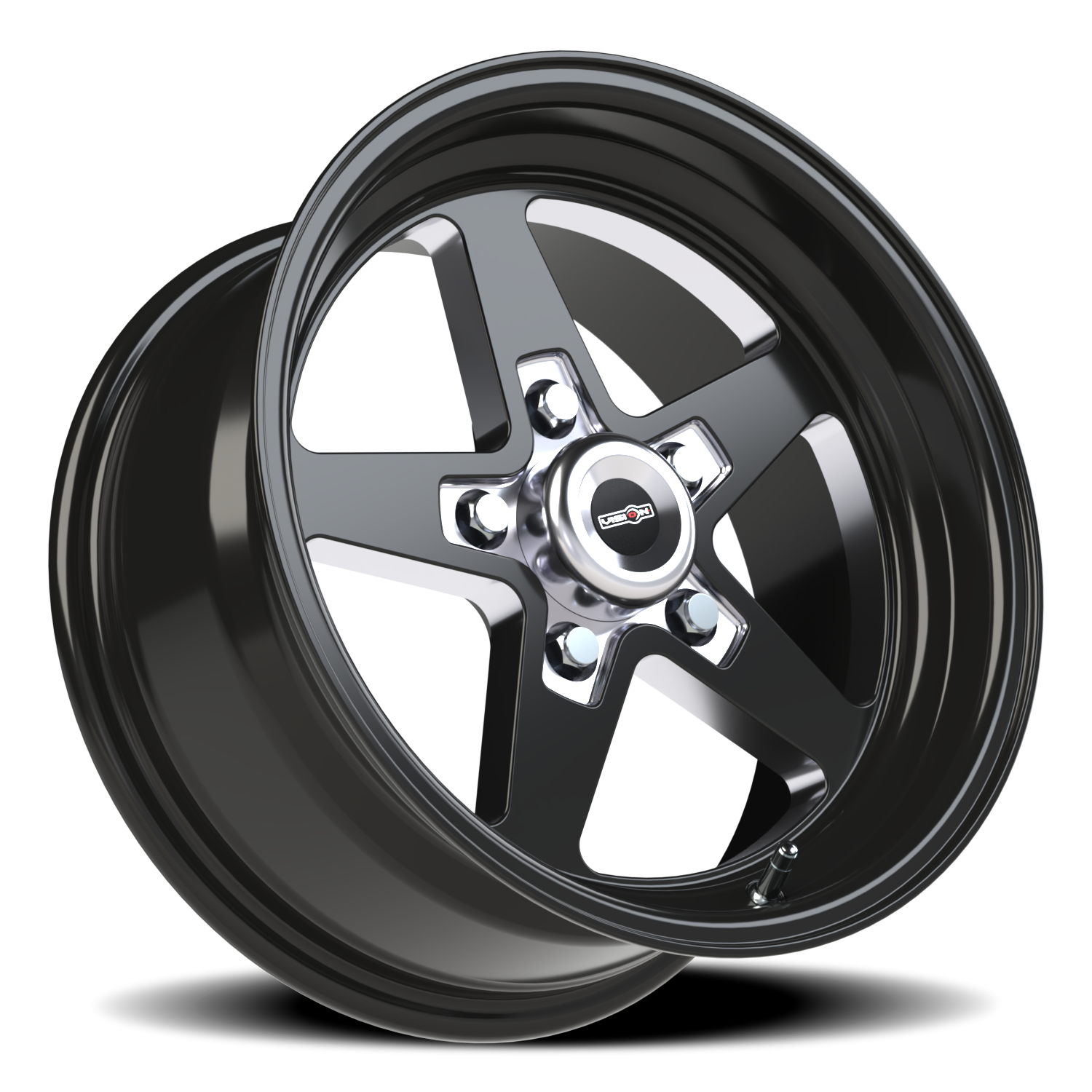 Vision Wheel 571 Gloss Black with Milled Center 15x7 0 5x120.65mm 83.1mm - Wheelwiz