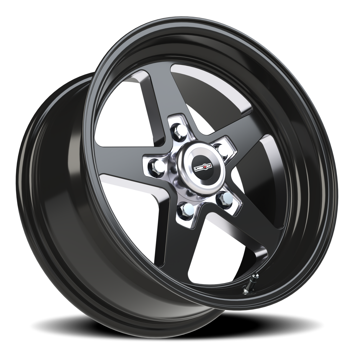 Vision Wheel 571 Gloss Black with Milled Center 15x7 0 5x114.3mm 83.1mm - Wheelwiz