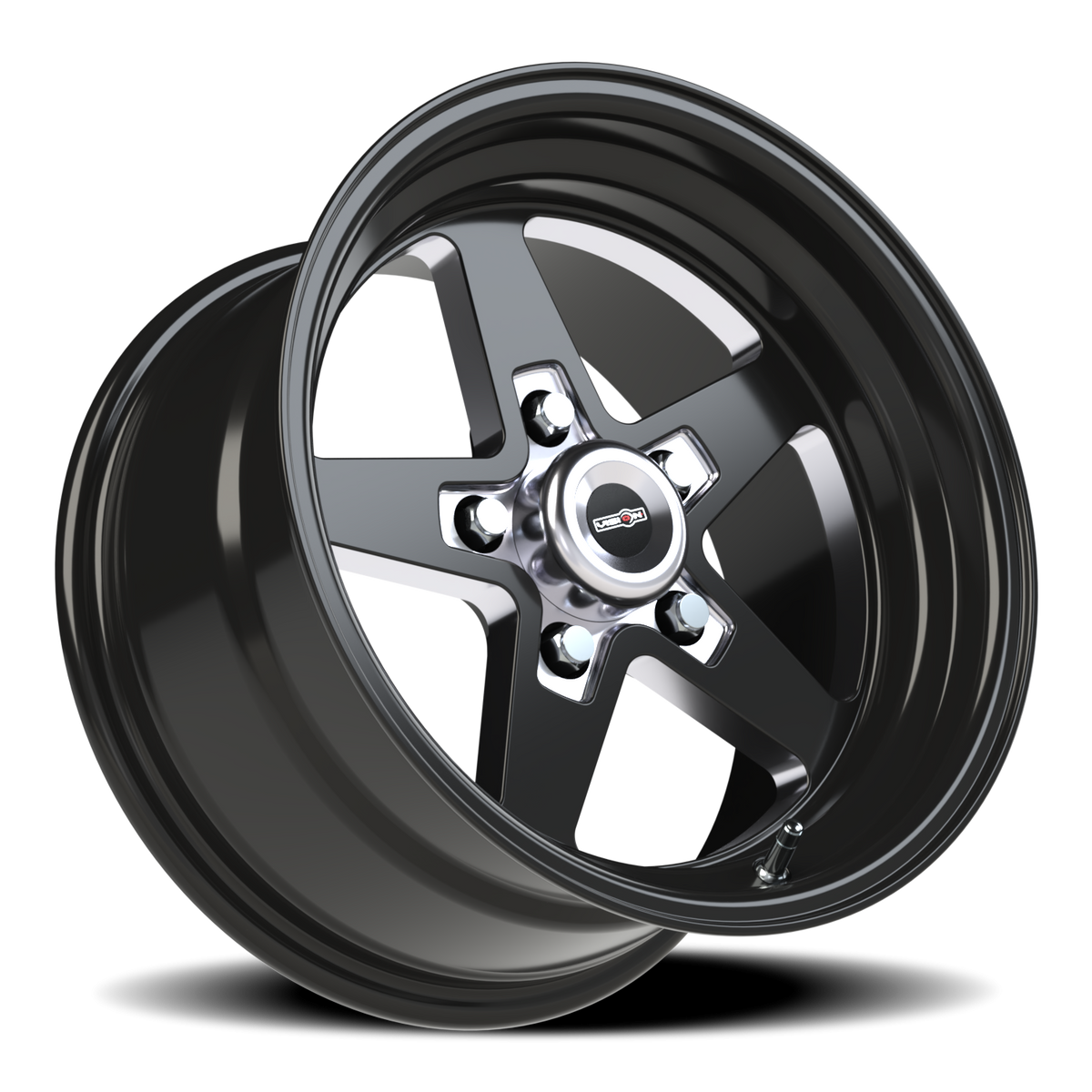 Vision Wheel 571 Gloss Black with Milled Center 15x8 0 5x120.65mm 83.1mm - Wheelwiz