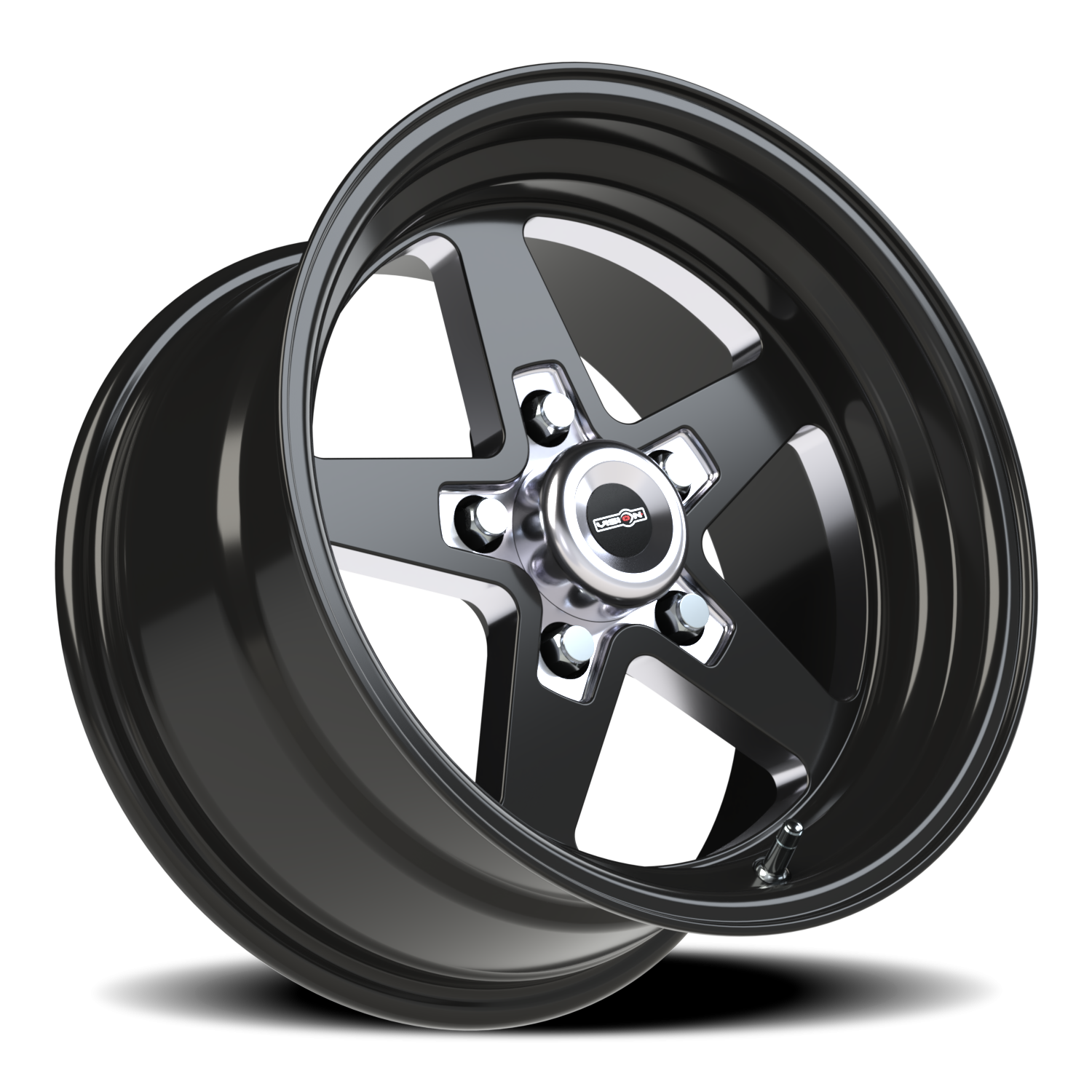 Vision Wheel 571 Gloss Black with Milled Center 15x8 0 5x114.3mm 83.1mm - Wheelwiz