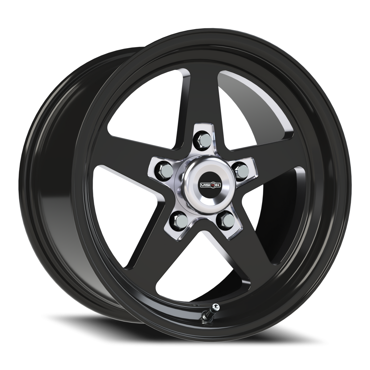 Vision Wheel 571 Gloss Black with Milled Center 15x8 +27 5x114.3mm 83.1mm - Wheelwiz