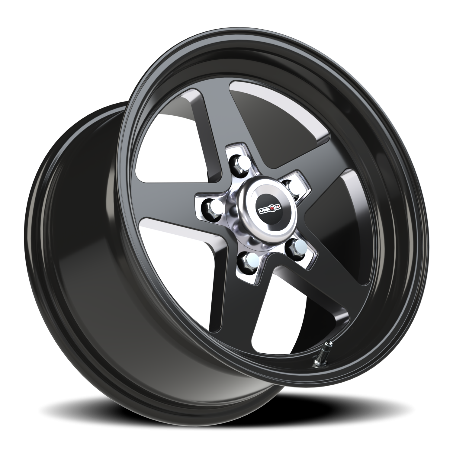 Vision Wheel 571 Gloss Black with Milled Center 15x8 +27 5x114.3mm 83.1mm - Wheelwiz