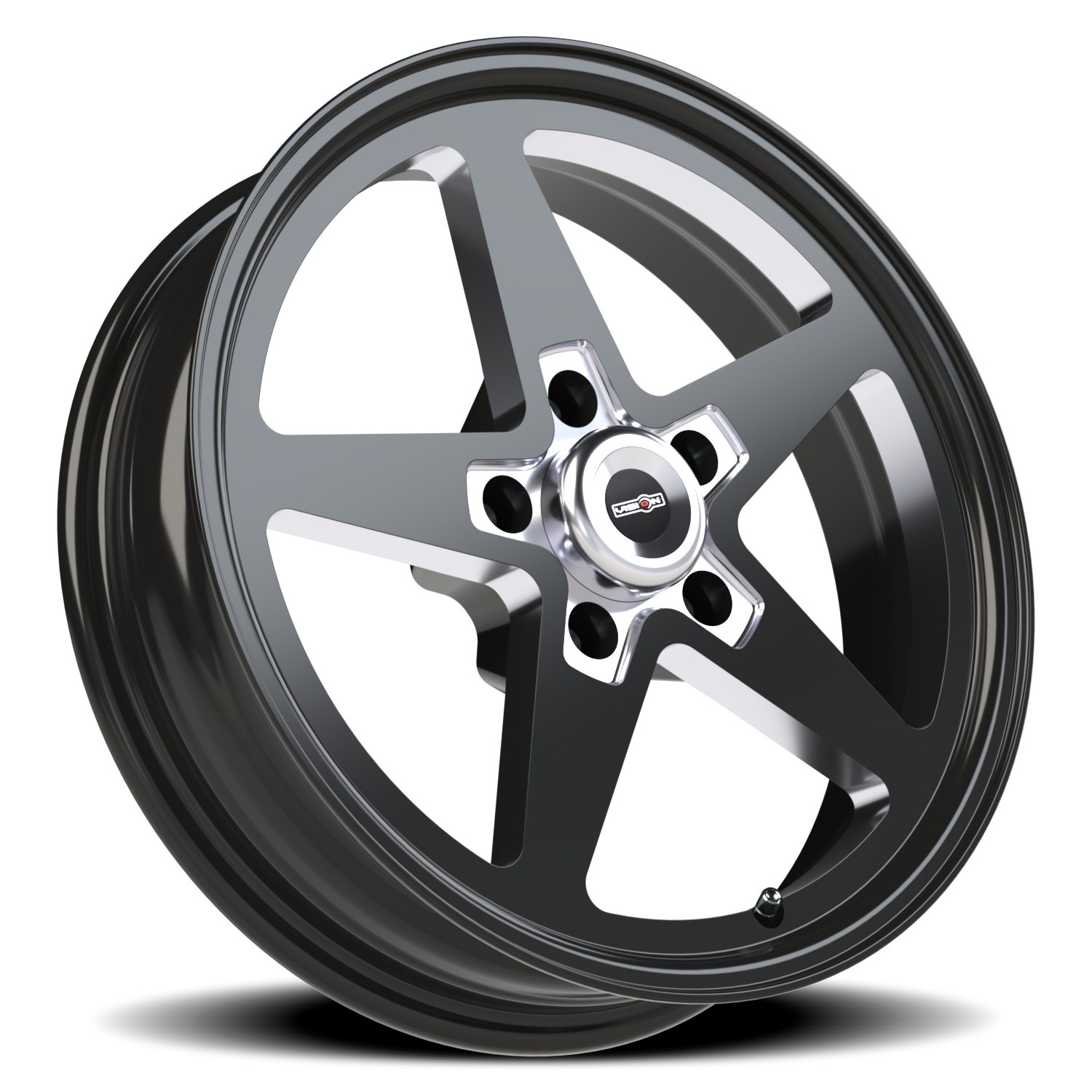 Vision Wheel 571 Gloss Black with Milled Center 17x4.5 -24 5x120.65mm 83.1mm - Wheelwiz