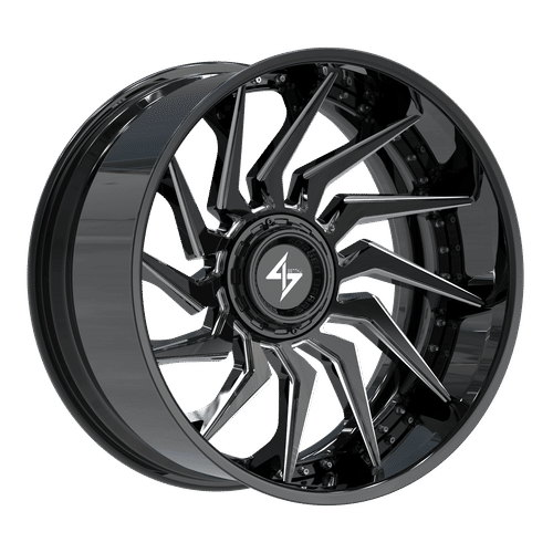 Sentali BFX4 Gloss Black Lip / Gloss Black Milled Centre 22x10 -24 8x165.1|8x180mm 125.2mm