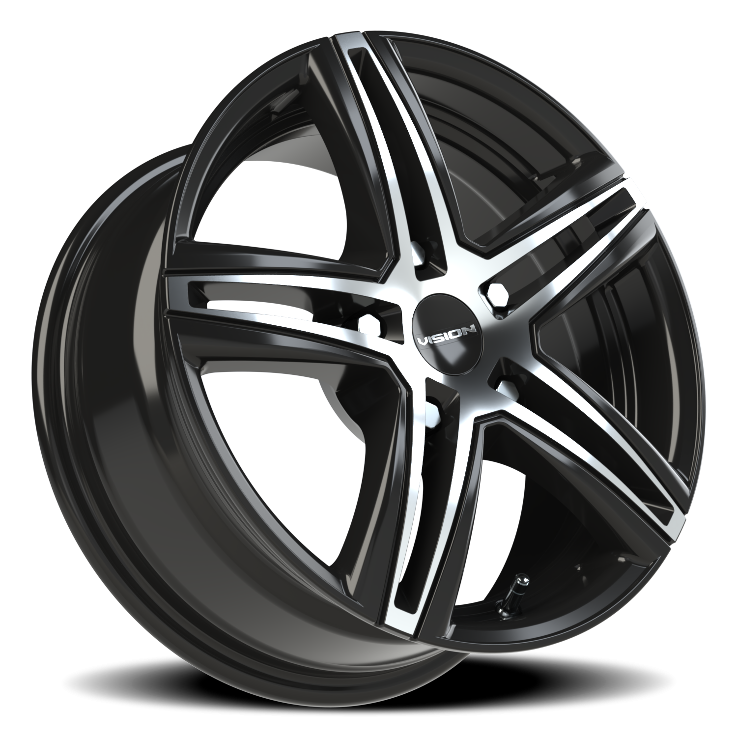 Vision Wheel 640 Gloss Black Machined Face 15x6.5 +38 5x114.3mm 73.1mm - Wheelwiz