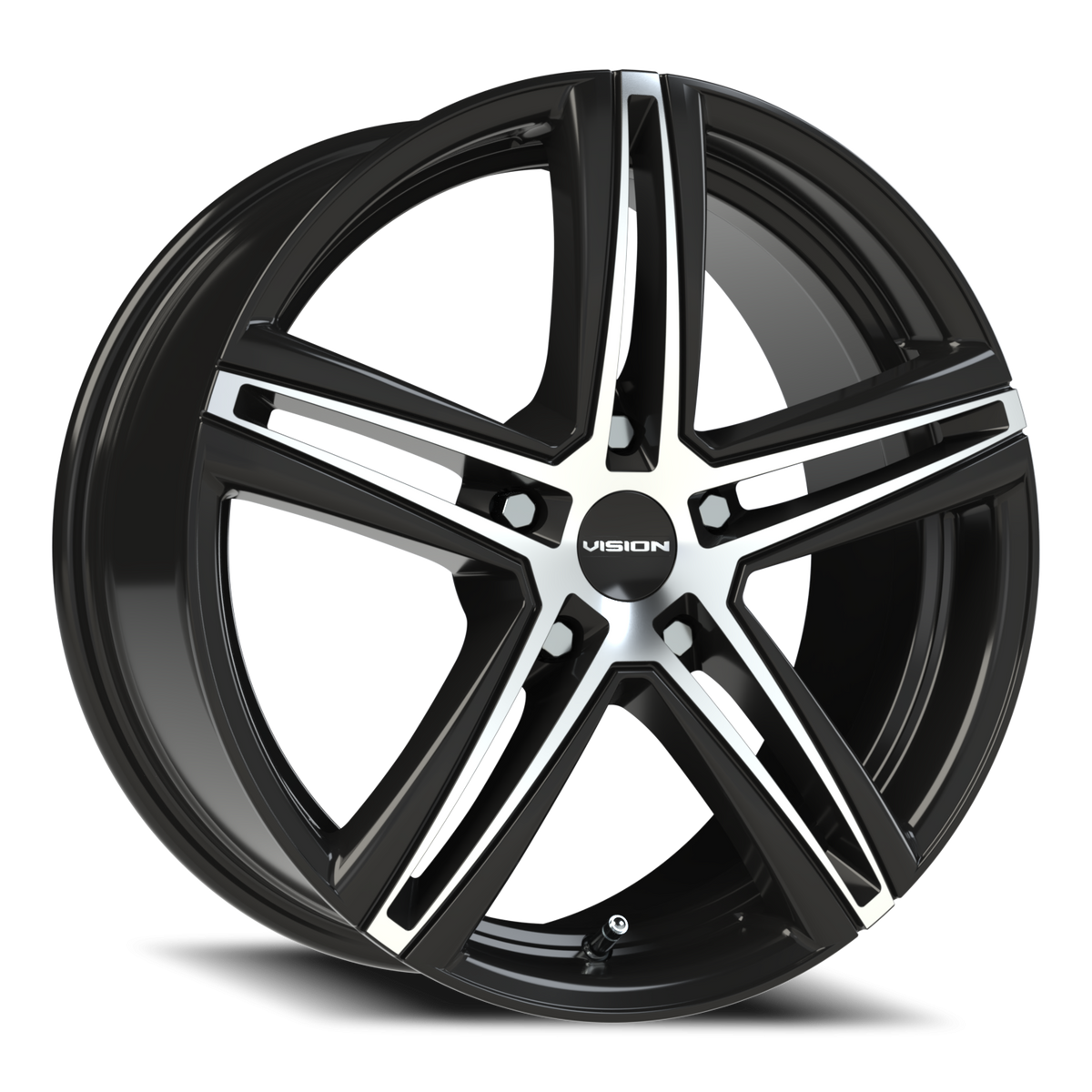 Vision Wheel 640 Gloss Black Machined Face 17x7.5 +40 5x114.3mm 73.1mm - Wheelwiz