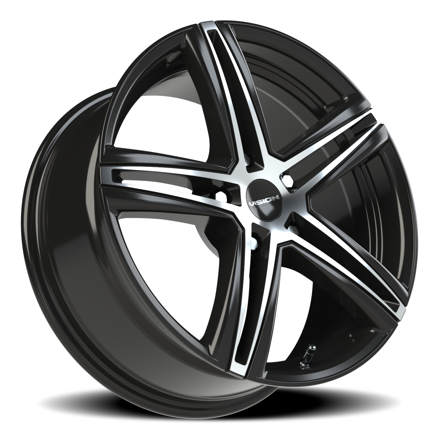 Vision Wheel 640 Gloss Black Machined Face 17x7.5 +40 5x114.3mm 73.1mm - Wheelwiz