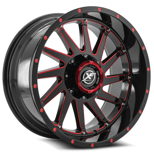XF Off-Road XF-216 Gloss Black Red Milled 20x10 -12 8x165.1|8x180mm 125.2mm