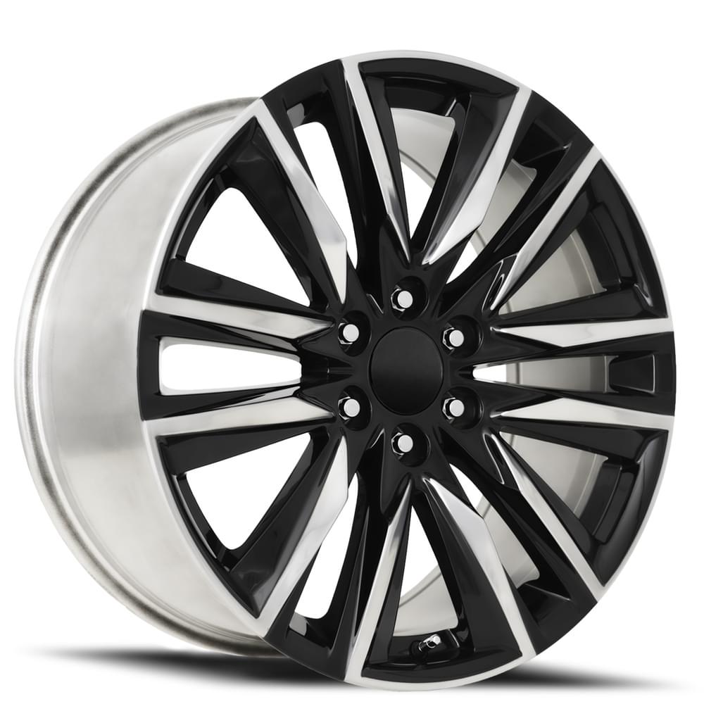 Factory Reproductions FR 90 Gloss Black Polished Accents 22x9 +28 6x139.7mm 78.1mm